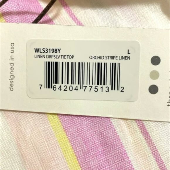 THREE DOTS Women's 100% Linen Striped Sleeveless Blouse Size L - Picture 5 of 5